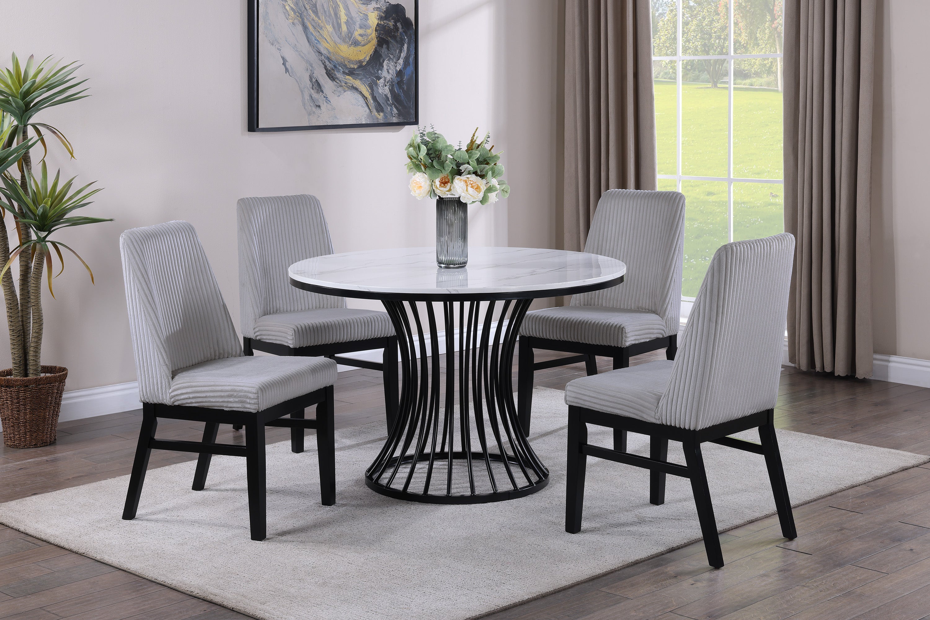 Crown Mark Hadley Black/Light Gray Dining Side Chair, Set of 2