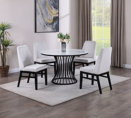 Hadley Black Faux Marble Top Round Dining Table from Crown Mark - Luna Furniture