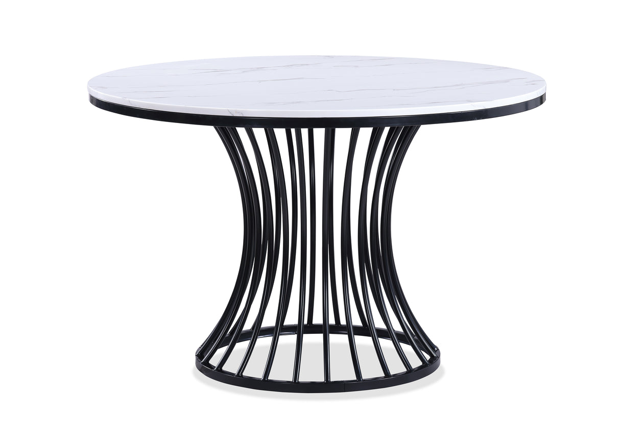 Hadley Black/Light Gray Faux Marble Top Round Dining Set from Crown Mark - Luna Furniture