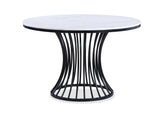 Hadley Black/Light Gray Faux Marble Top Round Dining Set from Crown Mark - Luna Furniture