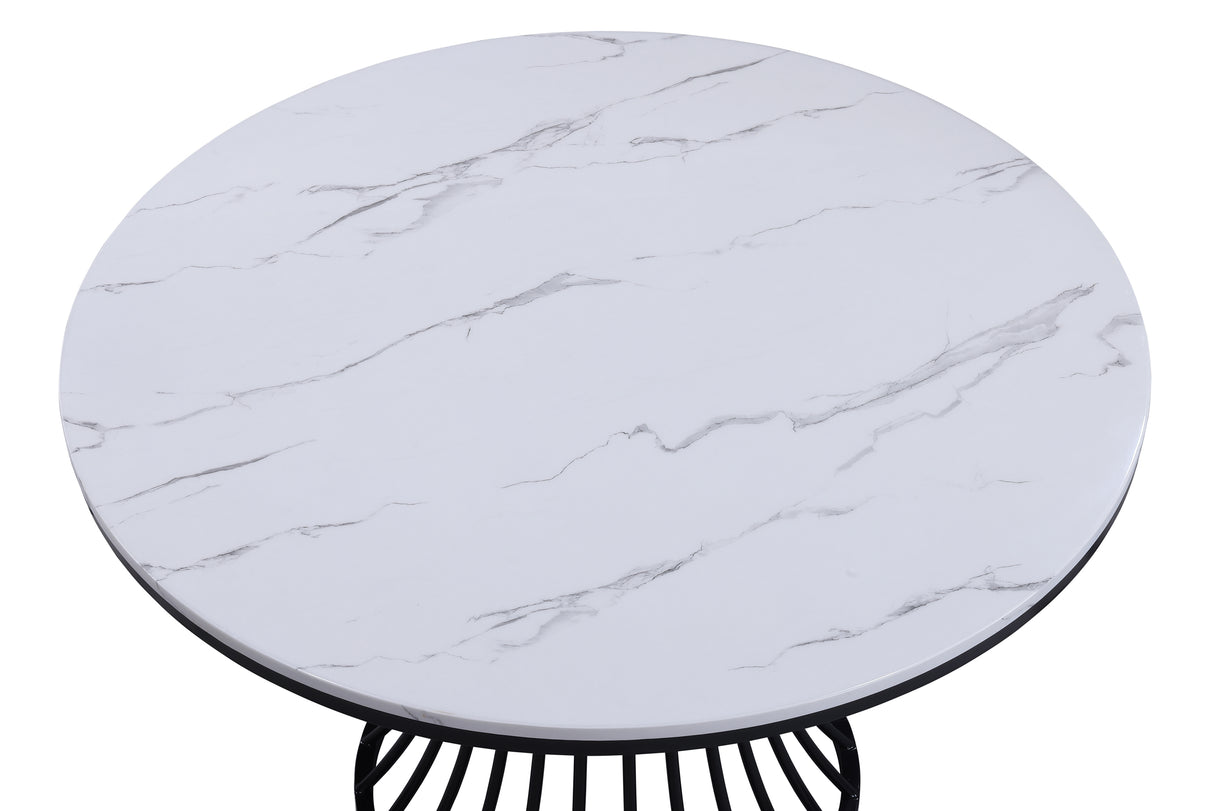 Hadley Black/Light Gray Faux Marble Top Round Dining Set from Crown Mark - Luna Furniture