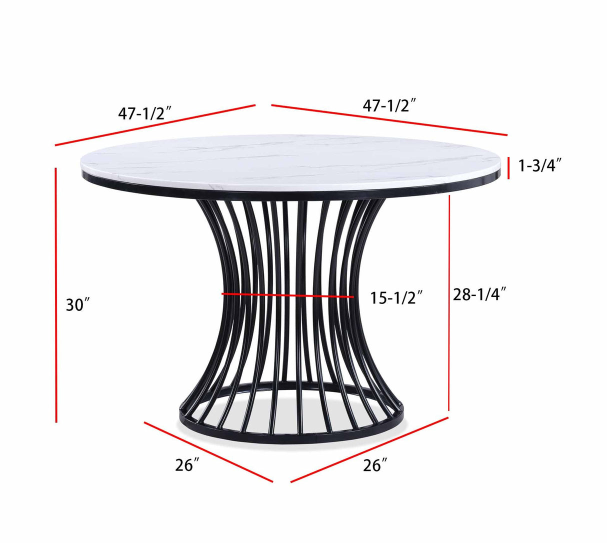 Hadley Black/Light Gray Faux Marble Top Round Dining Set from Crown Mark - Luna Furniture