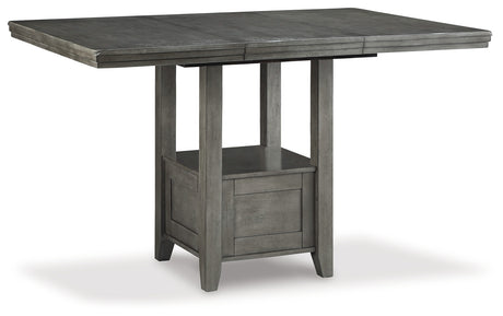 Hallanden Gray Counter Height Dining Table and 4 Barstools with Server from Ashley - Luna Furniture