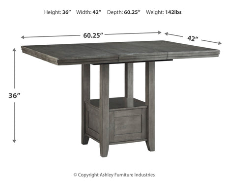 Hallanden Gray Counter Height Dining Table and 6 Barstools with Server from Ashley - Luna Furniture