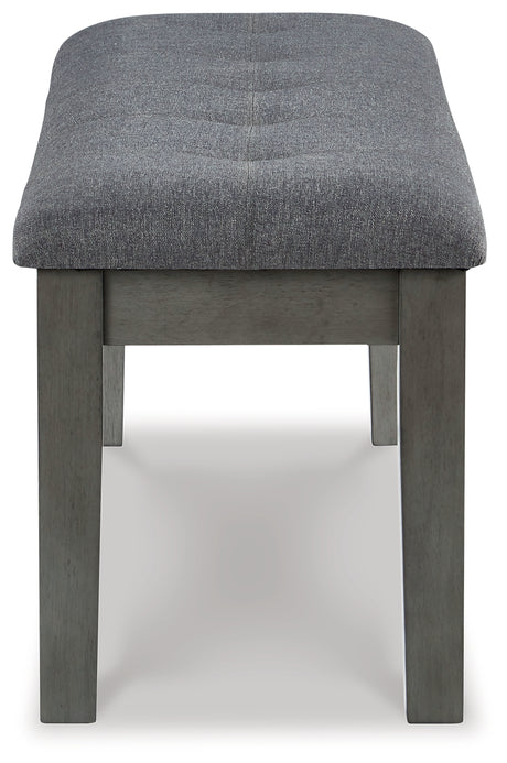 Hallanden Gray Dining Table, 4 Chairs, and Bench with Server from Ashley - Luna Furniture