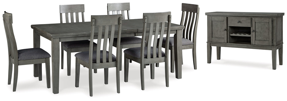 Hallanden Gray Dining Table and 6 Chairs with Server from Ashley - Luna Furniture