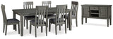 Hallanden Gray Dining Table and 6 Chairs with Server from Ashley - Luna Furniture