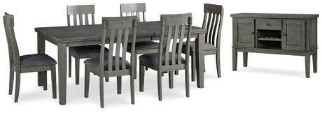 Hallanden Gray Dining Table and 6 Chairs with Server from Ashley - Luna Furniture