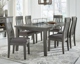 Hallanden Gray Dining Table and 6 Chairs with Server from Ashley - Luna Furniture