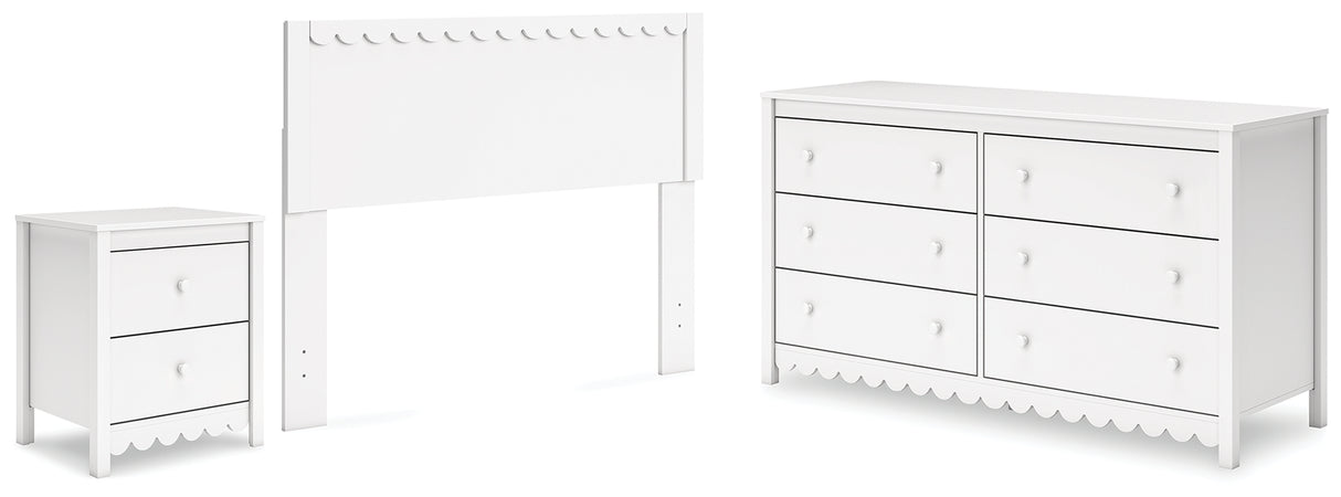 Hallityn Full Panel Headboard with Dresser and Nightstand in White from Ashley - Luna Furniture