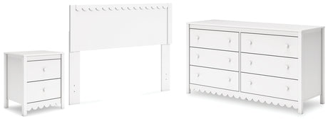 Hallityn Full Panel Headboard with Dresser and Nightstand in White from Ashley - Luna Furniture