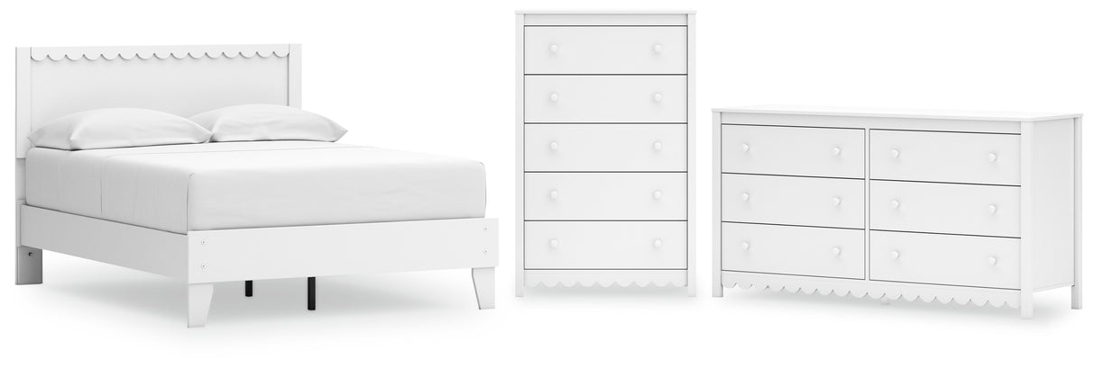 Hallityn Full Panel Platform Bed with Dresser and Chest in White from Ashley - Luna Furniture
