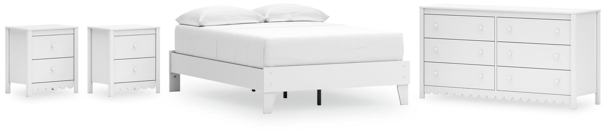 Hallityn Full Platform Bed with Dresser and 2 Nightstands in White from Ashley - Luna Furniture