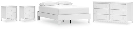 Hallityn Full Platform Bed with Dresser and 2 Nightstands in White from Ashley - Luna Furniture