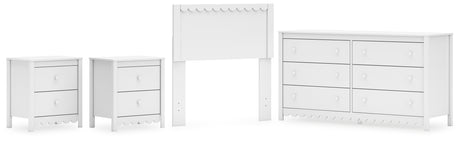 Hallityn Twin Panel Headboard with Dresser and 2 Nightstands in White from Ashley - Luna Furniture