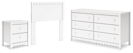 Hallityn Twin Panel Headboard with Dresser and Nightstand in White from Ashley - Luna Furniture