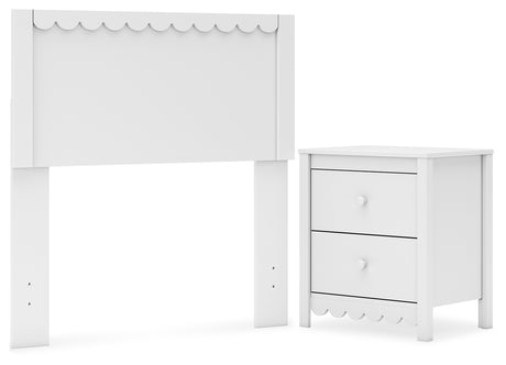 Hallityn Twin Panel Headboard with Nightstand in White from Ashley - Luna Furniture