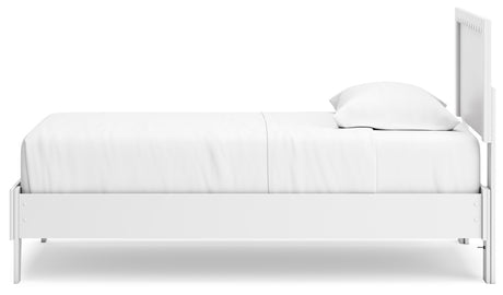 Hallityn Twin Panel Platform Bed with Dresser, Chest and 2 Nightstands in White from Ashley - Luna Furniture