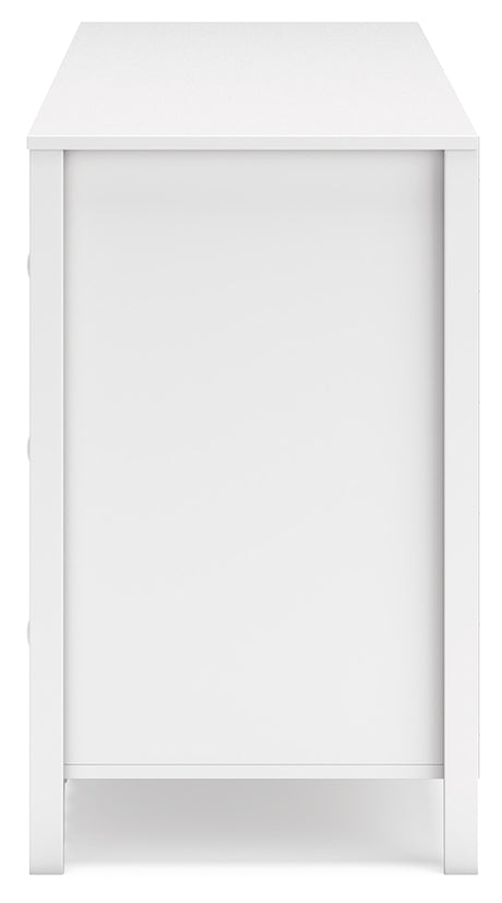 Hallityn Twin Panel Platform Bed with Dresser and 2 Nightstands in White from Ashley - Luna Furniture