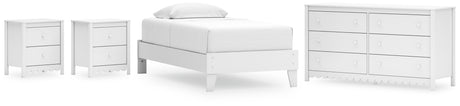 Hallityn Twin Platform Bed with Dresser and 2 Nightstands in White from Ashley - Luna Furniture