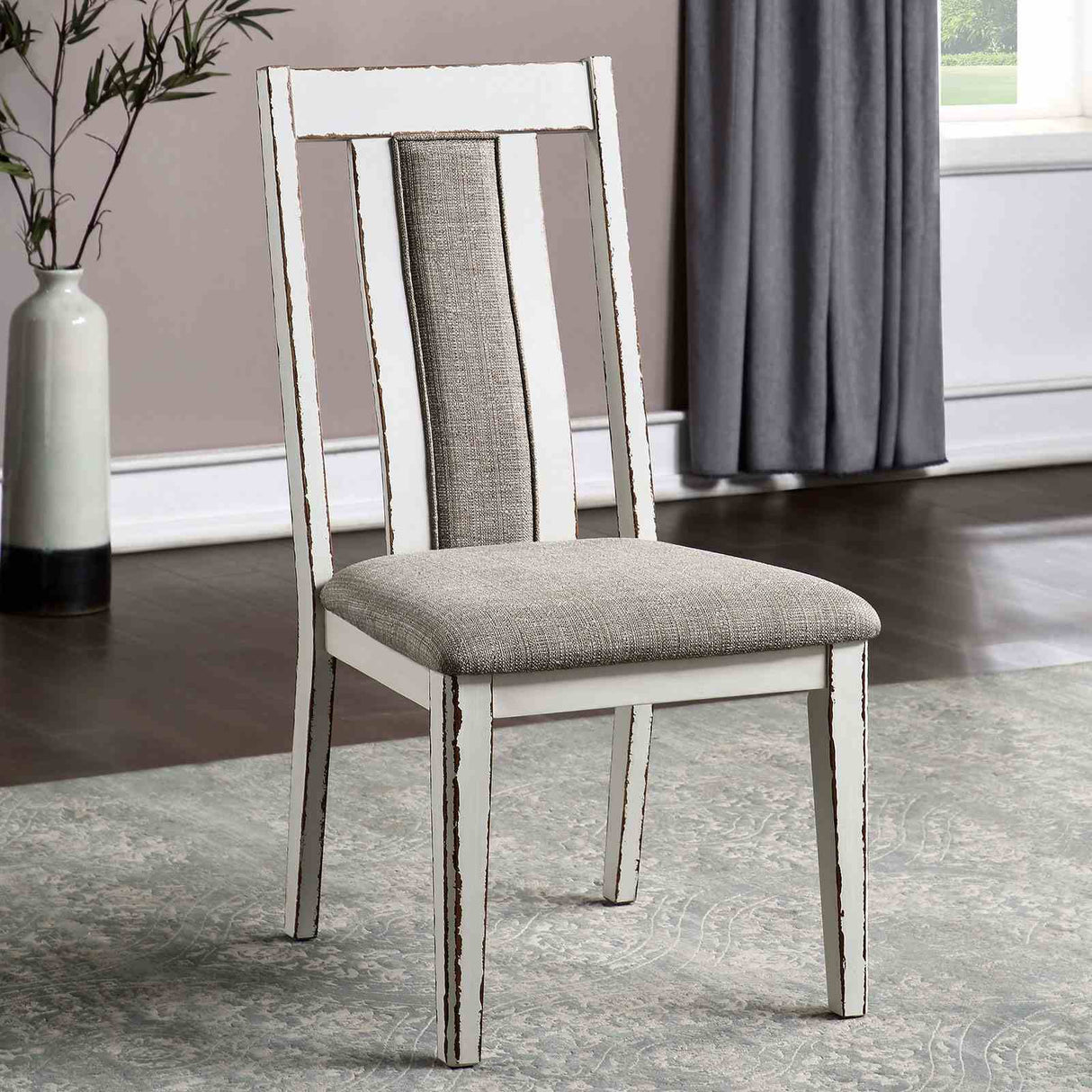 Halsey Weathered White/Dark Walnut 7-Piece Dining Room Set from Furniture of America - Luna Furniture