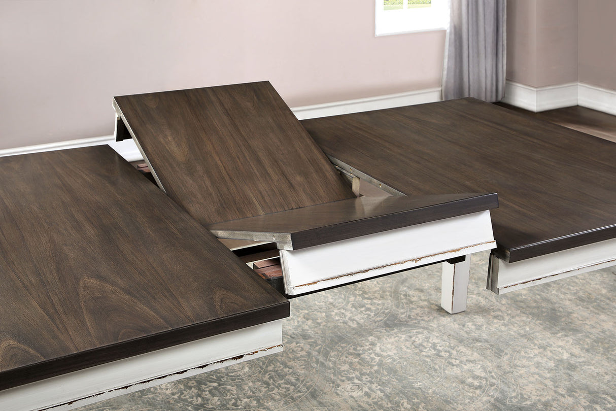 Halsey Weathered White/Dark Walnut Dining Table from Furniture of America - Luna Furniture