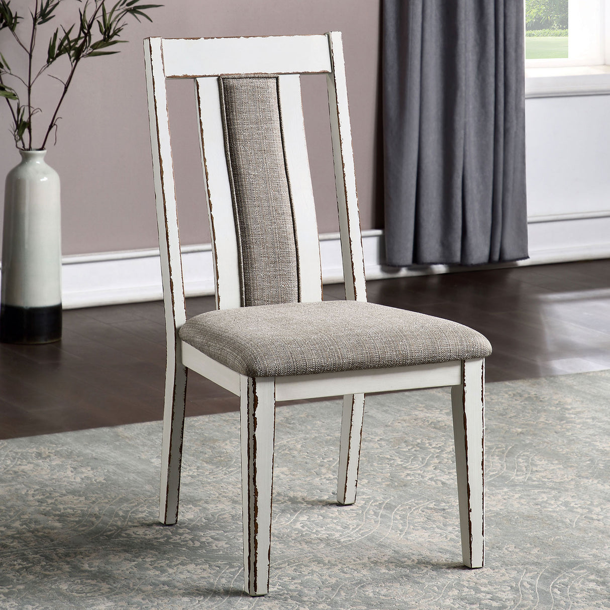 Halsey Weathered White/Warm Gray Side Chair from Furniture of America - Luna Furniture