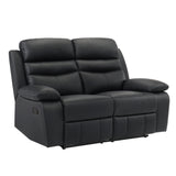 Hancock Black Leather Double Reclining Loveseat from Homelegance - Luna Furniture