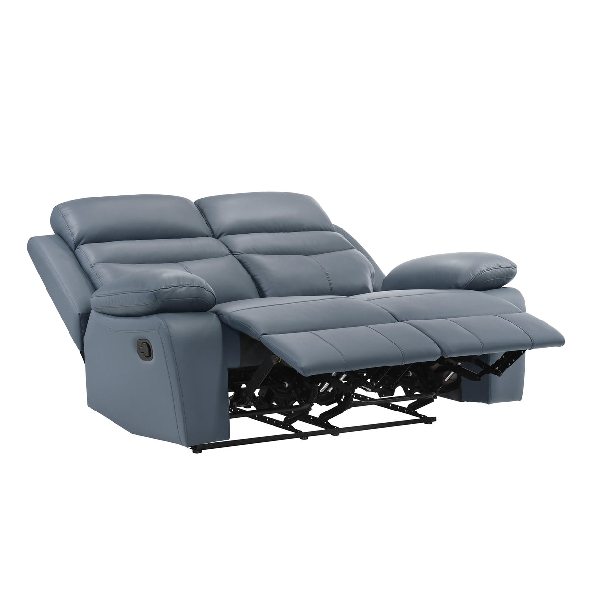 Hancock Blue Leather Double Reclining Loveseat from Homelegance - Luna Furniture