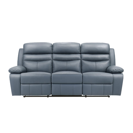 Hancock Blue Leather Double Reclining Sofa from Homelegance - Luna Furniture