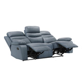 Hancock Blue Leather Double Reclining Sofa from Homelegance - Luna Furniture