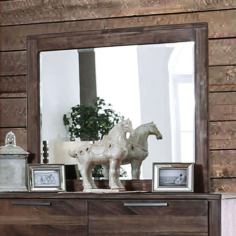 Hankinson Rustic Natural Tone Mirror (Mirror Only) from Furniture of America - Luna Furniture