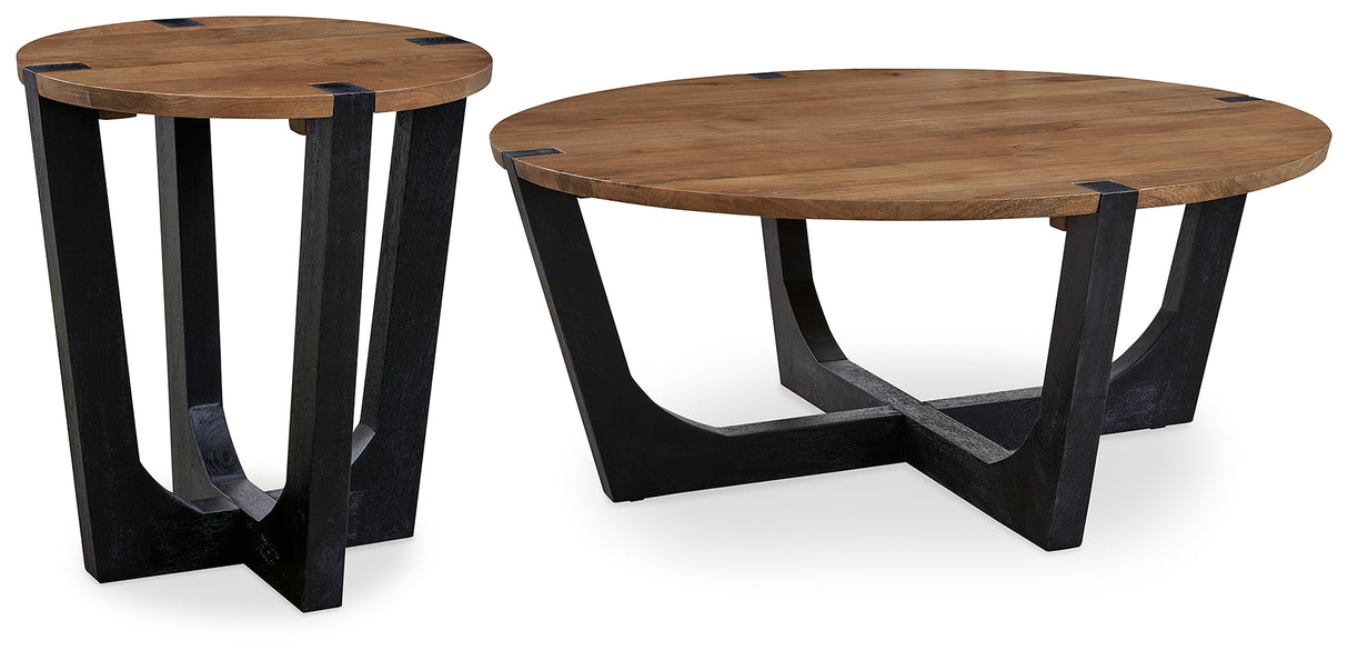 Hanneforth Coffee Table with 1 End Table in Brown/Black from Ashley Furniture - Luna Furniture