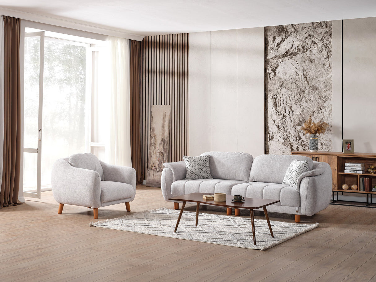 Happy 4-pieces (2 Sofa & 2 Chair) Livingroom Set in Grey from Furnia - Luna Furniture
