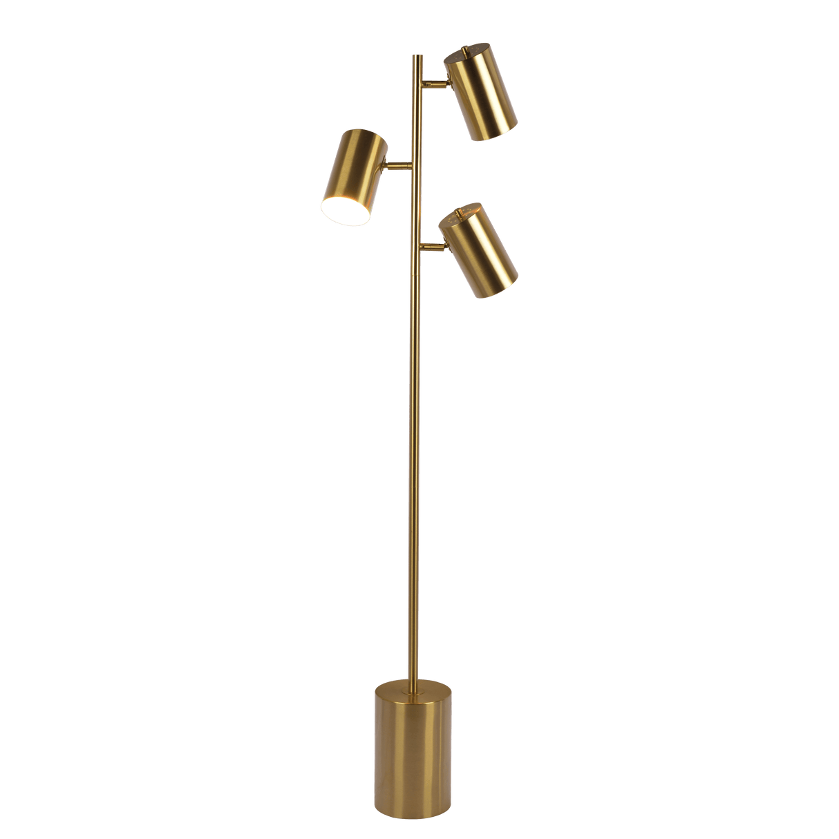 Harmony Brassed Gold Floor Lamp with Rotary Switch Triple Spots Metal Block Base from Midinmod - Luna Furniture