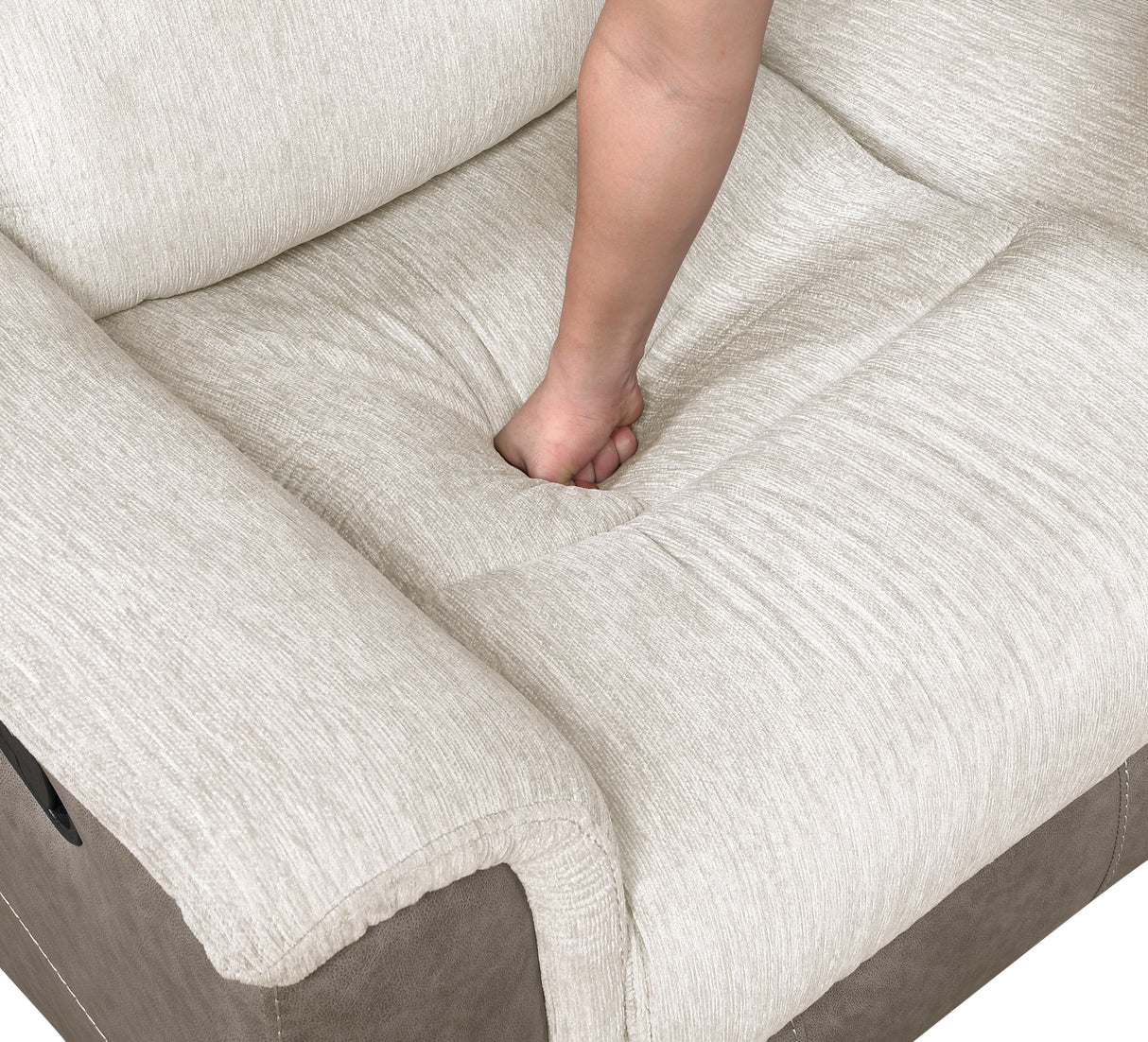 Harriette Beige/Brown Double Reclining Loveseat with Center Console from Homelegance - Luna Furniture