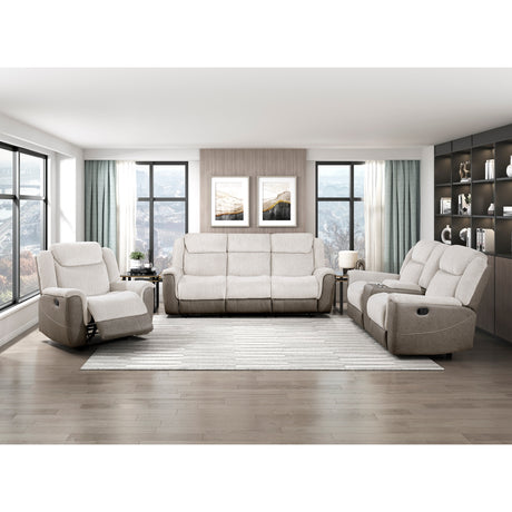 Harriette Beige/Brown Double Reclining Sofa from Homelegance - Luna Furniture