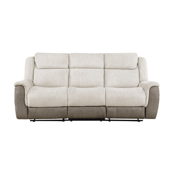 Harriette Beige/Brown Double Reclining Sofa