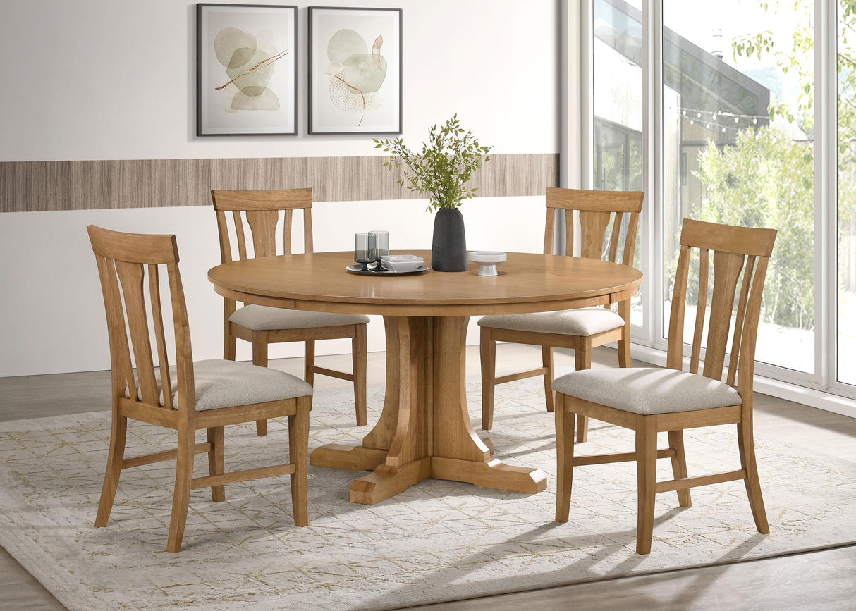 Hartville Natural Light Brown 5-Piece Round Dining Room Set from Coaster - Luna Furniture