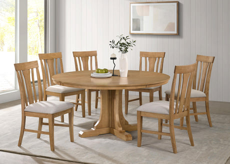 Hartville Natural Light Brown 7-Piece Round Dining Room Set from Coaster - Luna Furniture