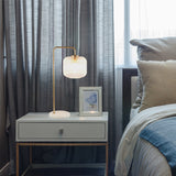 Haven Clear Glass Table Lamp, Gold Brush Metal and Marble Base, Button Control from Midinmod - Luna Furniture