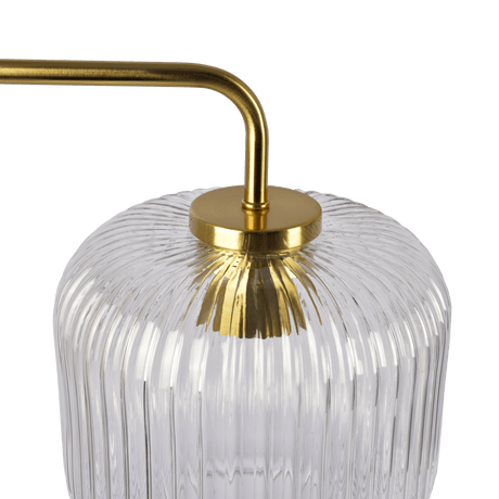 Haven Clear Glass Table Lamp, Gold Brush Metal and Marble Base, Button Control from Midinmod - Luna Furniture