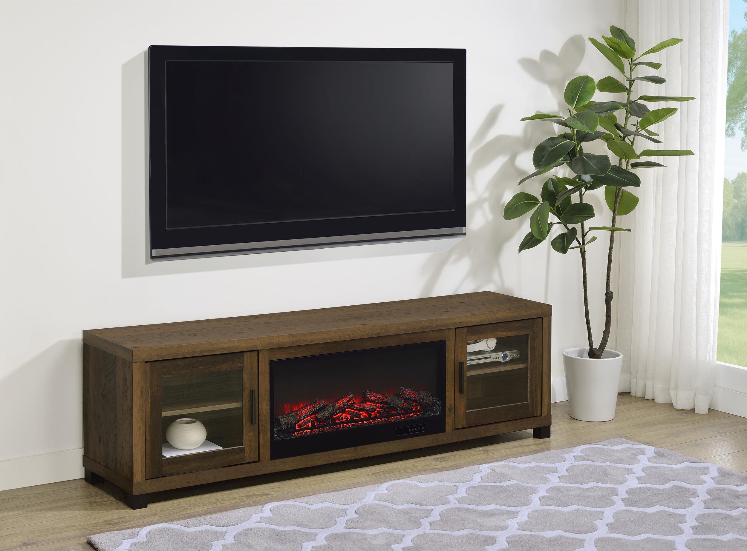 その他 Fab Channel the Millennium Tree CF Coaster Havering Dark Pine 71-inch TV Stand Fireplace Media