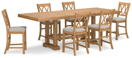 Havonplane Counter Height Dining Table and 6 Barstools in Brown from Ashley - Luna Furniture