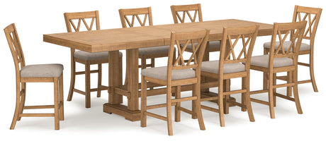 Havonplane Counter Height Dining Table and 8 Barstools in Brown from Ashley - Luna Furniture