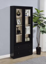 Hawthorne Black 4-Shelf Glass Door Tall Cabinet with Drawers from Coaster - Luna Furniture