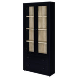 Hawthorne Black 4-Shelf Glass Door Tall Cabinet with Drawers from Coaster - Luna Furniture