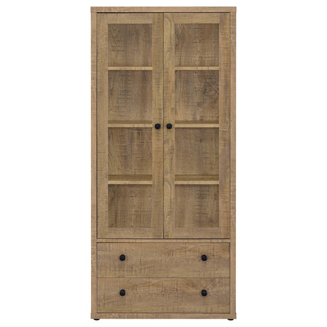 Hawthorne Mango 4-Shelf Glass Door Tall Cabinet with Drawers from Coaster - Luna Furniture