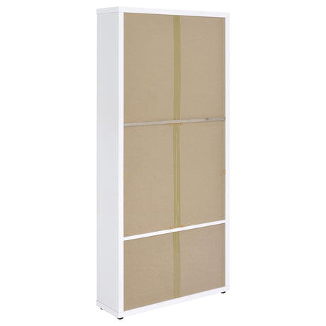 Hawthorne White 4-Shelf Glass Door Tall Cabinet with Drawers from Coaster - Luna Furniture