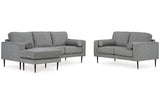 Hazela Charcoal Sofa Chaise and Loveseat from Ashley Furniture - Luna Furniture